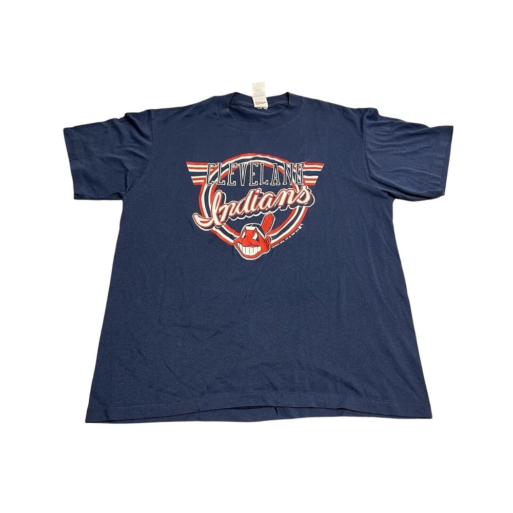 Vintage‎ 80s Cleveland Indians T-Shirt Wahoo Single Stitch Made in USA MLB 19x23